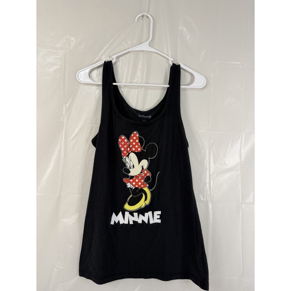 Disney Minnie Mouse Tank Top Womens XL Black Red Polka Dot Graphic Sleeveless